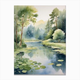 Watercolor Of A River Canvas Print