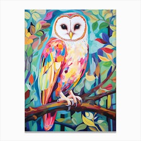 Colourful Bird Painting Barn Owl 2 Canvas Print