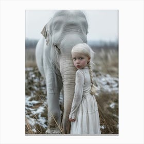 Little Girl With Elephant Canvas Print