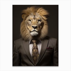 African Lion Wearing A Suit 3 Canvas Print