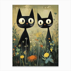 Cats In The Meadow 4 Canvas Print