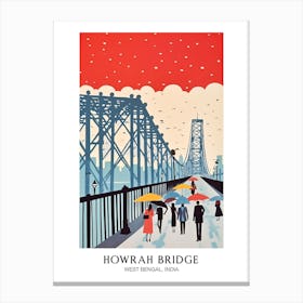 Howrah Bridge, West Bengal, India Colourful 2 Travel Poster Canvas Print