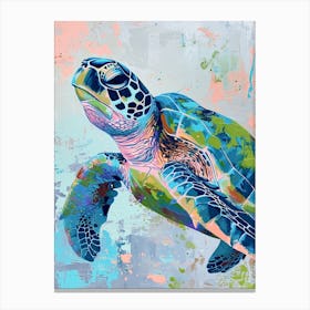 Blue Green Pink Sea Turtle 1 Canvas Print