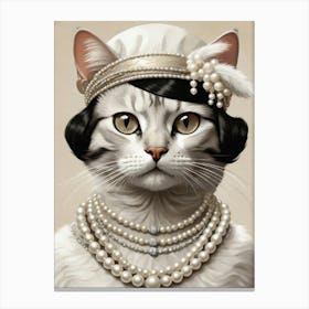 portrait of a cat from the 19th century 3 Canvas Print