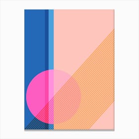 Modern Geometric Shapes and Lines in Pink and Blue Canvas Print