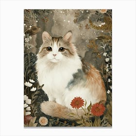 Norwegian Forest Cat Japanese Illustration 4 Canvas Print