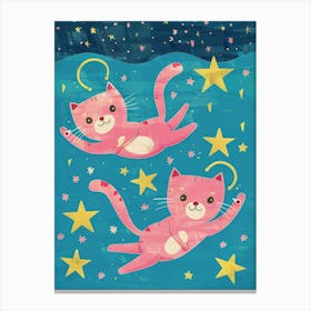 Pink Cats In The Water Canvas Print