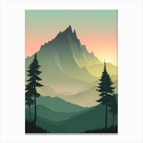 Misty Mountains Vertical Composition In Green Tone 53 Canvas Print