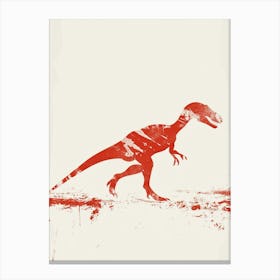 Allosaurus Dinosaur Red Silhouette Canvas Print