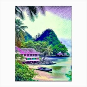 Chumphon Thailand Soft Colours Tropical Destination Canvas Print