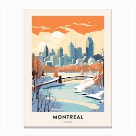Vintage Winter Travel Poster Montreal Canada 3 Canvas Print