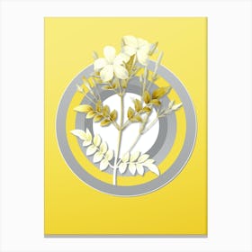 Botanical Spanish Jasmine in Gray and Yellow Gradient n.420 Canvas Print