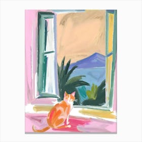 Cat Looking Out Window Canvas Print