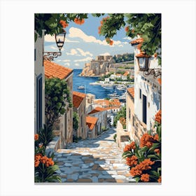 A Boho Style Illustration Of Rhodes 1 Canvas Print