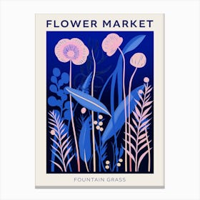 Blue Flower Market Poster Fountain Grass 1 Canvas Print