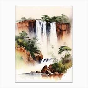 Kalandula Falls, Angola Water Colour  (2) Canvas Print