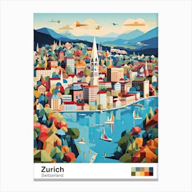 Zurich, Switzerland, Geometric Illustration 3 Poster Canvas Print