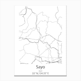 Sayo,Japan Minimalist Map Toile