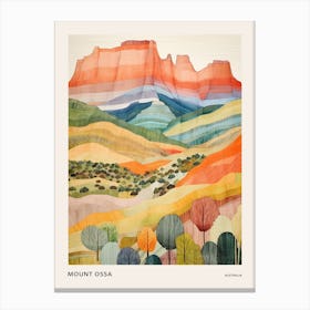 Mount Ossa Australia 3 Colourful Mountain Illustration Poster Canvas Print