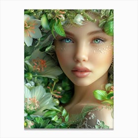 Fairy Girl With Flowers Canvas Print