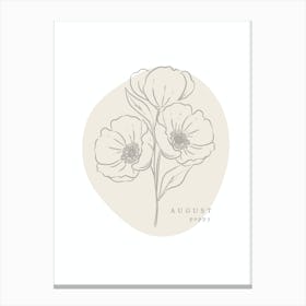 August Poppy  Birth Flower | Neutral Florals Canvas Print
