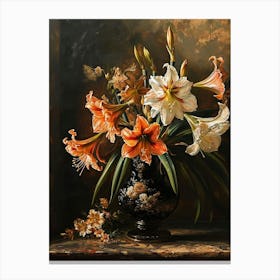 Baroque Floral Still Life Amaryllis 4 Canvas Print