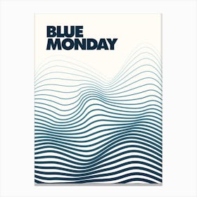 Blue Monday, Music Print (White) Canvas Print
