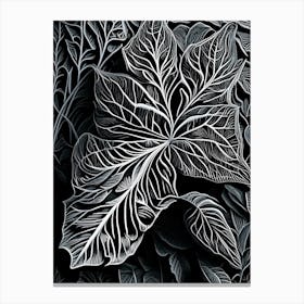 Mint Leaf Linocut 4 Canvas Print