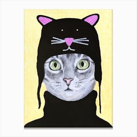 Cat With Cat Cap Canvas Print