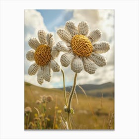 Double Daisy Knitted In Crochet 2 Canvas Print