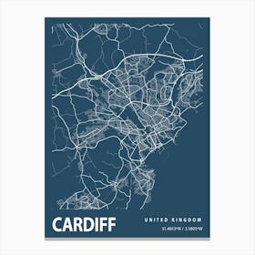 Cardiff Blueprint City Map 1 Canvas Print