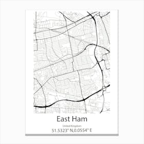 East Ham,United Kingdom Minimalist Map Canvas Print