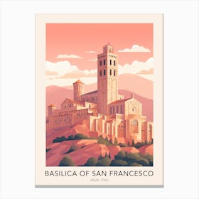 Basilica Of San Francesco Assisi Italy Travel Poster Canvas Print
