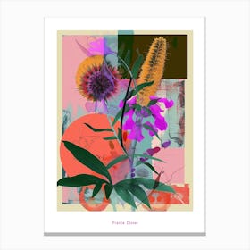 Prairie Clover 3 Neon Flower Collage Poster Canvas Print