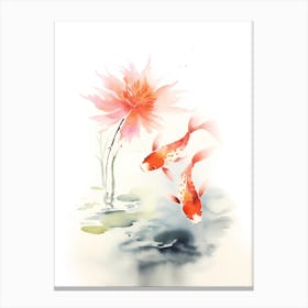 Koi Fish Watercolor Painting Canvas Print