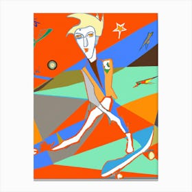 Space David Bowie On A Skateboard Canvas Print