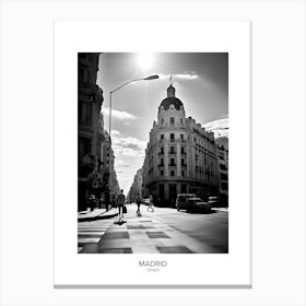 Poster Of Madrid, Spain, Black And White Analogue Photography 4 Canvas Print