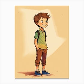 Boy With Backpack Canvas Print