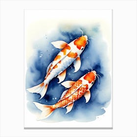Koi Fish Watercolor Painting (9) 1 Canvas Print
