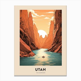 The Narrows Usa Vintage Hiking Travel Poster Canvas Print