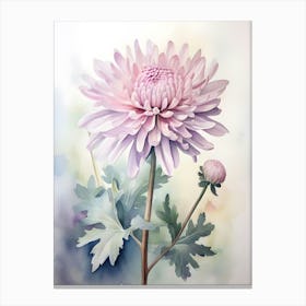 Watercolor Chrysanthemum Flower Canvas Print