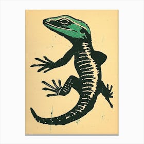 Forest Green Skinks Lizard Bold Block Colour 1 Canvas Print