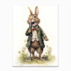 Bunny Singing Rabbit Prints Watercolour 2 Canvas Print