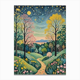 Colourful Night In The Woods Canvas Print