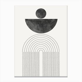 Retro Object Arch and Moon, Minimalist Neutral color Graphic Art Canvas Print