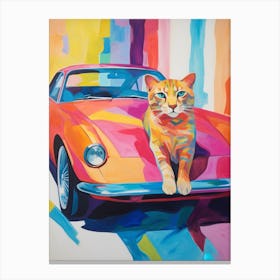 Chevrolet Camaro Vintage Car With A Cat, Matisse Style Painting 1 Canvas Print