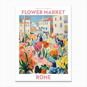 Rome Italy Pink Flower Market Floral Art Print Travel Print Plant Art Modern Style Canvas Print