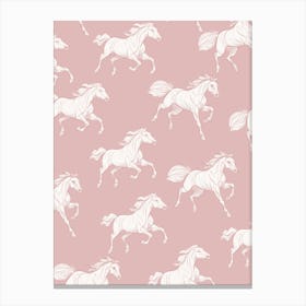 Horses On A Pink Background Leinwandbild