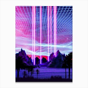 Neon landscape: Abstract canyon #3 [synthwave/vaporwave/cyberpunk] — aesthetic retrowave neon poster Canvas Print