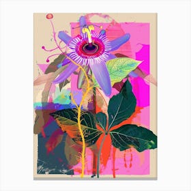 Passionflower 4 Neon Flower Collage Canvas Print